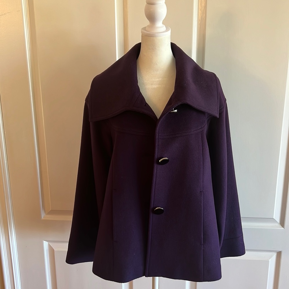 ALFANI PURPLE WOOL PEA COAT